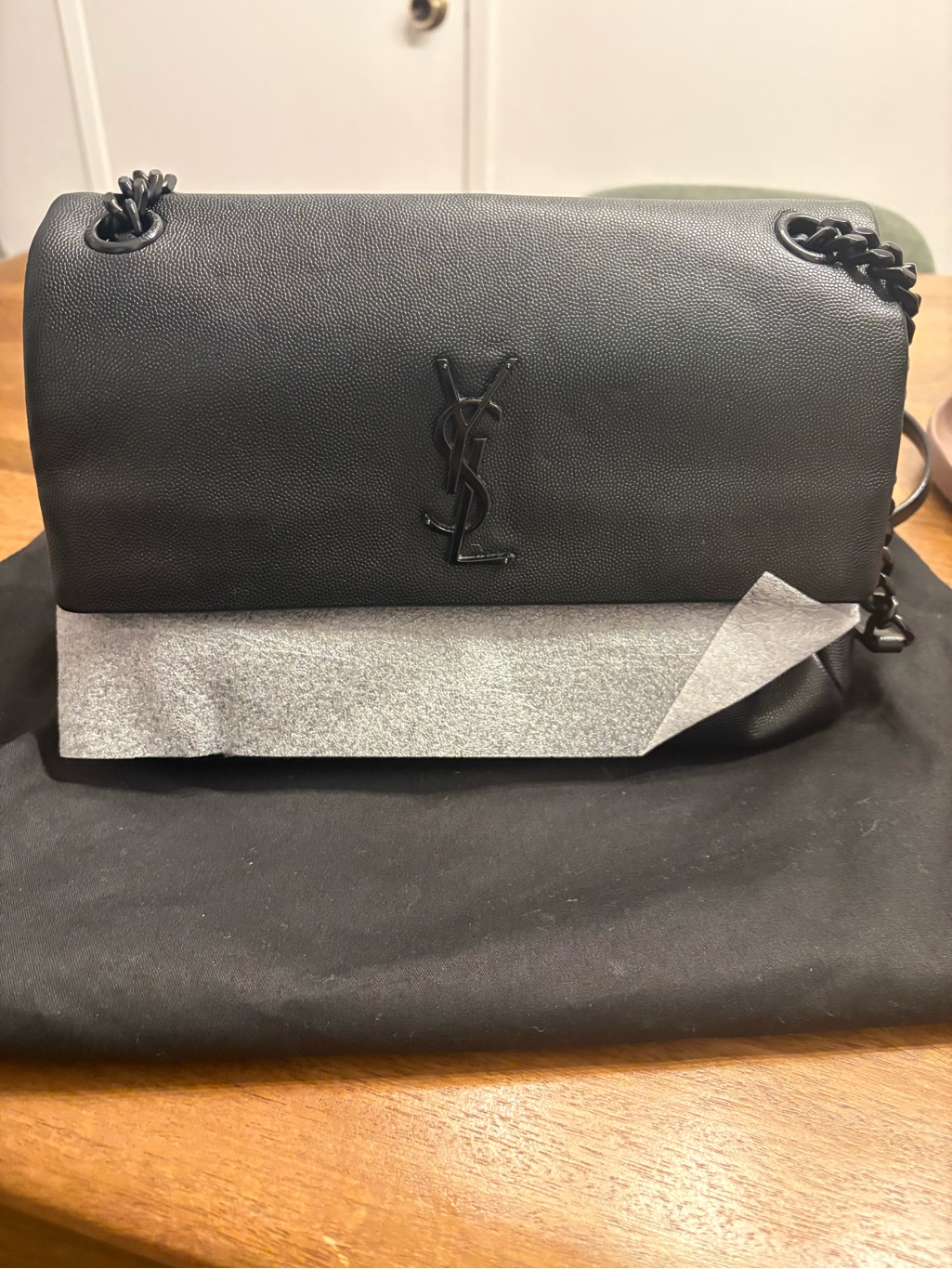 Saint Laurent West Hollywood Matte Black Monogram Chain Shoulder Bag